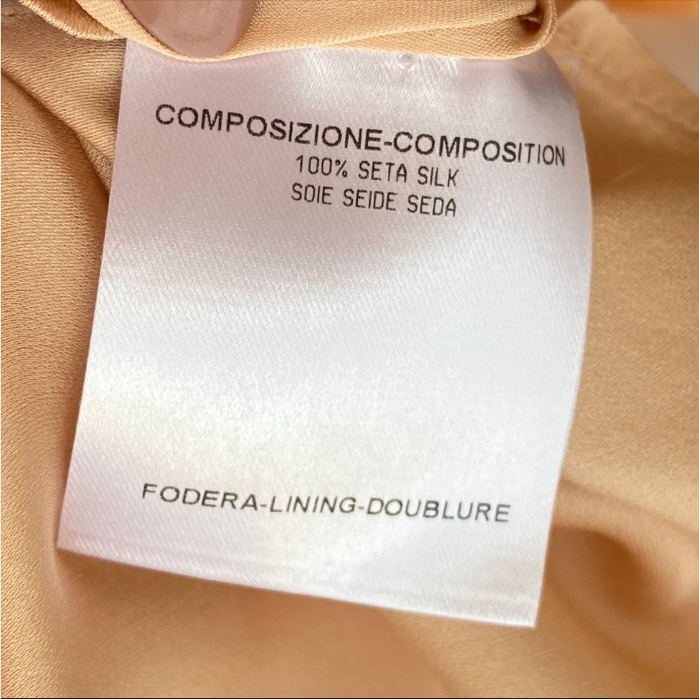 STELLA MCCARTNEY BEIGE PINK SILK RUFFLE BUTTON DOWN LONG SLEEVE BLOUSE - Picture 11 of 11